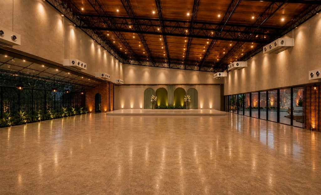 Aurelius Grand Hall stage reflection